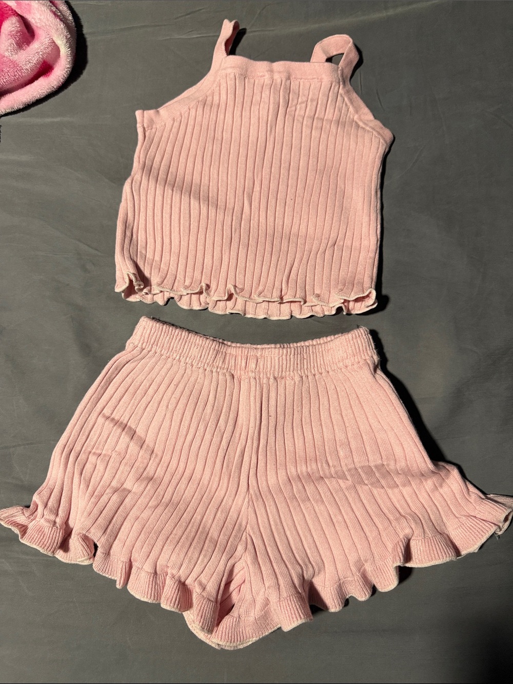 H&M Pink Ribbed Tank & Ruffle Shorts Set - Picture 3 of 3